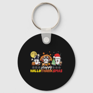 Husky Dog Lover Happy Hallothanksmas Happy Hallowe Keychain
