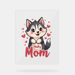 Husky Dog Mom Cute Kawaii Design Acrylic Sign