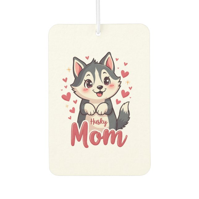 Husky Dog Mom Cute Kawaii Design Air Freshener (Front)
