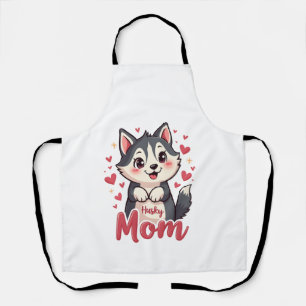 Husky Dog Mom Cute Kawaii Design Apron