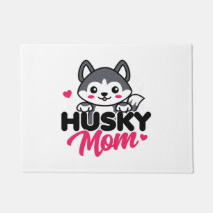 Husky Dog Mom Cute Kawaii Design Doormat