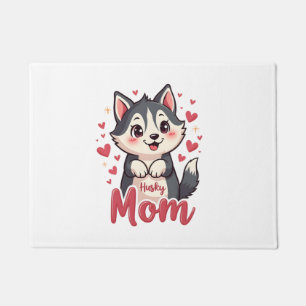 Husky Dog Mom Cute Kawaii Design Doormat