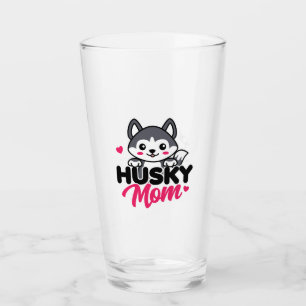 Husky Dog Mom Cute Kawaii Design Glass