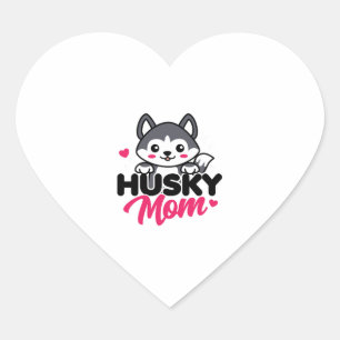 Husky Dog Mom Cute Kawaii Design Heart Sticker