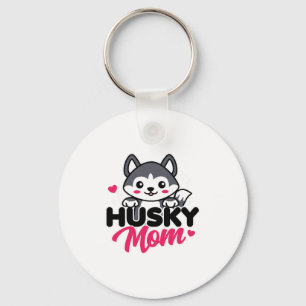 Husky Dog Mom Cute Kawaii Design Keychain