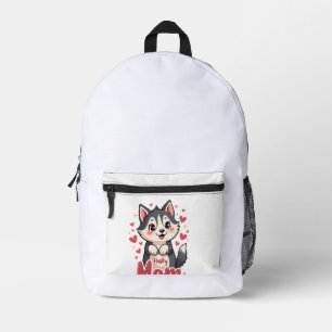 Husky Dog Mom Cute Kawaii Design Printed Backpack