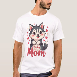 Husky Dog Mom Cute Kawaii Design T-Shirt