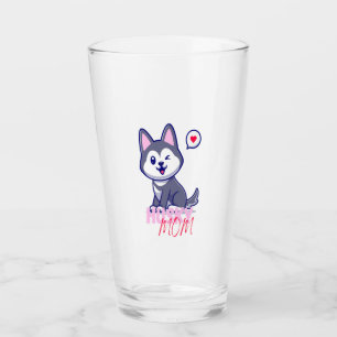 Husky Dog Mom Cute Kawaii Puppy Glass
