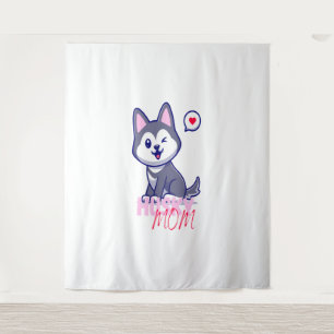 Husky Dog Mom Cute Kawaii Puppy Tapestry