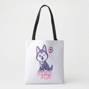 Husky Dog Mom Cute Kawaii Puppy  Tote Bag