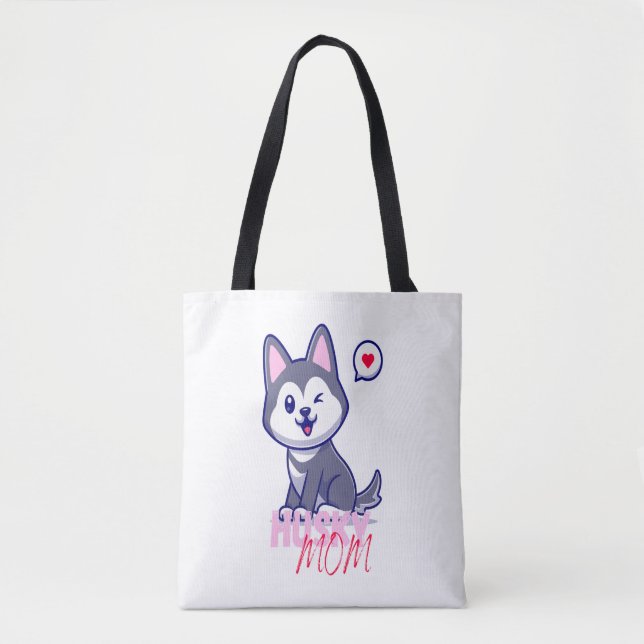Husky Dog Mom Cute Kawaii Puppy  Tote Bag (Front)
