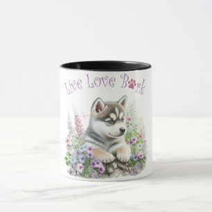Husky Dog Mom Floral Mug