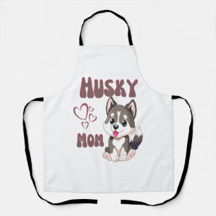 Husky Dog Mom Kawaii Puppy Cute Funny design Apron