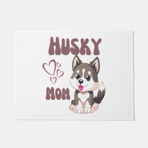 Husky Dog Mom Kawaii Puppy Cute Funny design Doormat