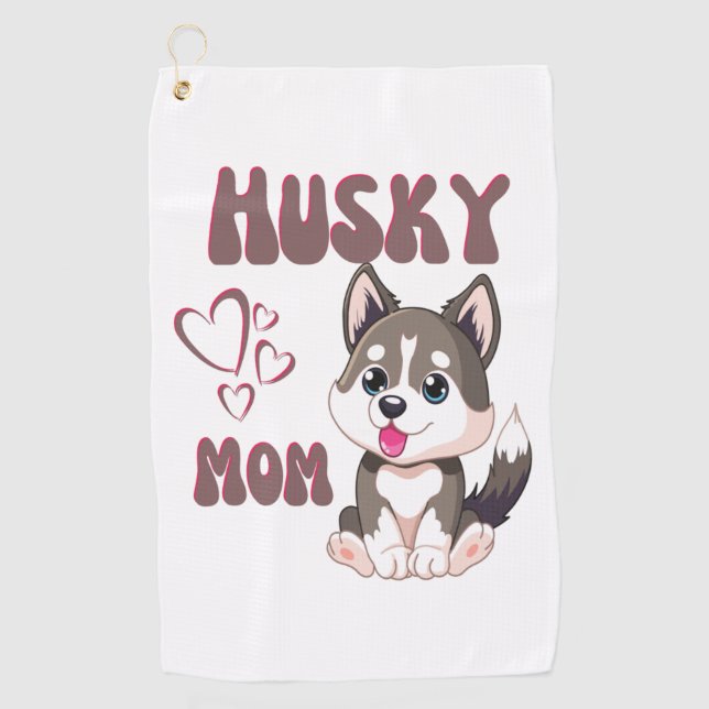 Husky Dog Mom Kawaii Puppy Cute Funny design  Golf Towel (Front)