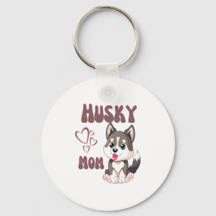 Husky Dog Mom Kawaii Puppy Cute Funny design Keychain