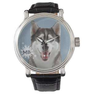 Husky Dog Monogram Photograph Watch