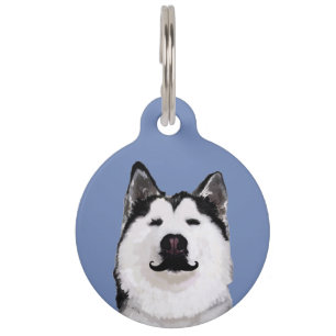 Husky dog  Moustache Pet Tag