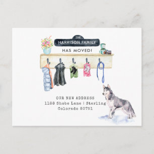 Husky Dog   Mudroom Moving Announcement Postcard
