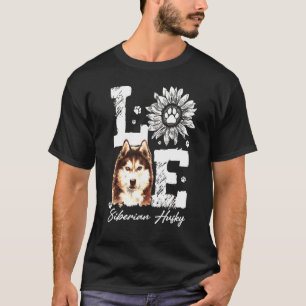 Husky Dog Paw Sunflower T-Shirt