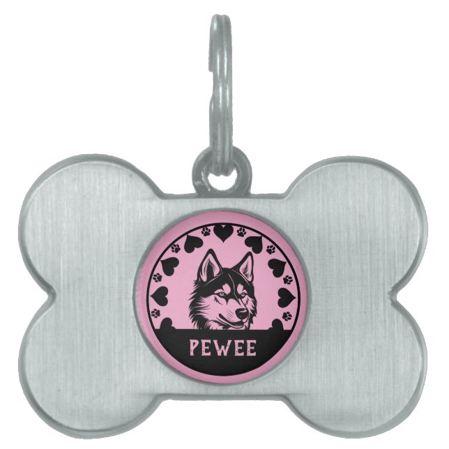 Husky Dog Pet Owner ID Tag (Front)