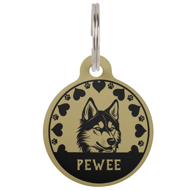 Husky Dog Pet Owner Tag (Front)