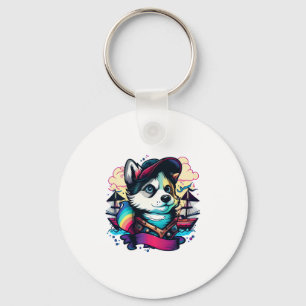 Husky Dog Pirate Keychain