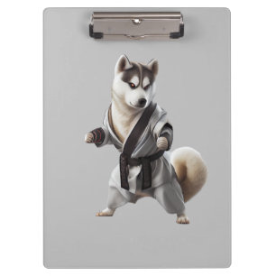 Husky Dog Play Karate, Karate Champion Husky Dog Clipboard