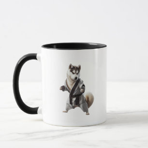 Husky Dog Play Karate, Karate Champion Husky Dog Mug