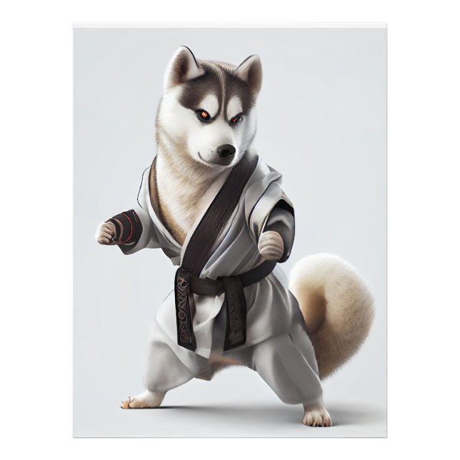 Husky Dog Play Karate, Karate Champion Husky Dog Photo Print (Front)