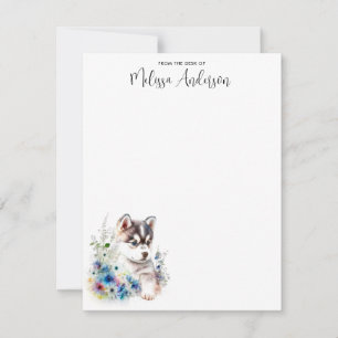 Husky Dog Puppy Watercolor Cute Personalized Card