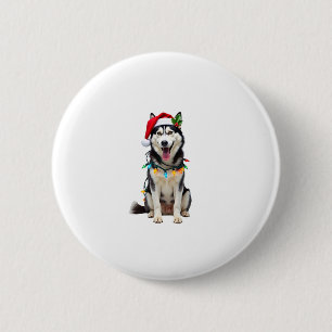 Husky Dog Santa Hat Christmas Tree Xmas Gifts For  2 Inch Round Button