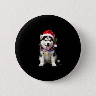 Husky Dog Santa Hat Christmas Tree Xmas Gifts For  2 Inch Round Button