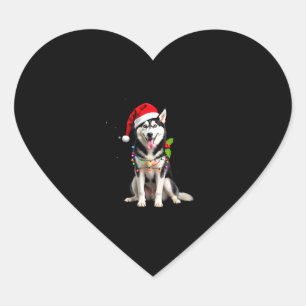 Husky Dog Santa Hat Christmas Tree Xmas Gifts For Heart Sticker