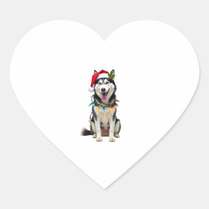 Husky Dog Santa Hat Christmas Tree Xmas Gifts For Heart Sticker