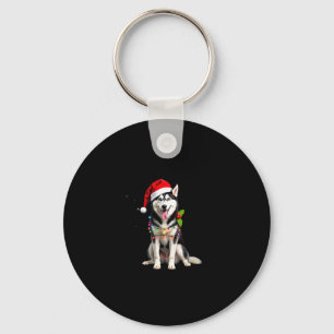Husky Dog Santa Hat Christmas Tree Xmas Gifts For  Keychain