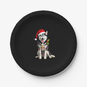 Husky Dog Santa Hat Christmas Tree Xmas Gifts For  Paper Plate