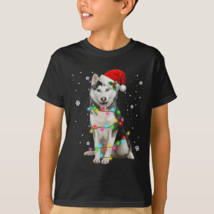 Husky Dog Santa Hat Christmas Tree Xmas Gifts For T-Shirt