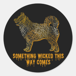 Husky Dog Silhouette Fun Halloween Classic Round Sticker