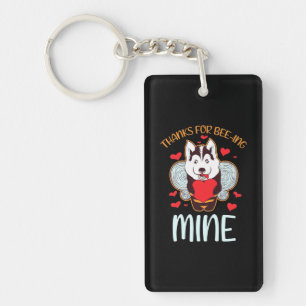 Husky Dog Thanks For Being Mine Keychain