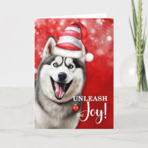 Husky Dog Unleash the Joy Christmas