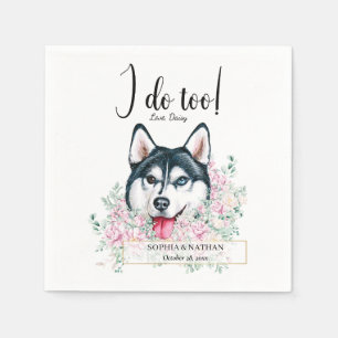 Husky Dog Wedding Cocktail Napkins