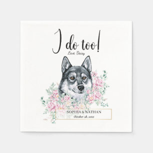Husky Dog Wedding Cocktail Napkins