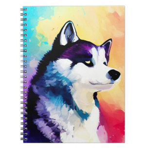 Husky Dog Wild Nature Animal Color Art Painting Notebook