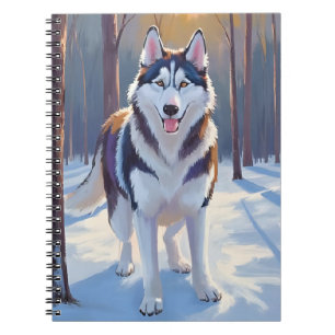 Husky Dog Winter Watercolor Pet Painting Notebook