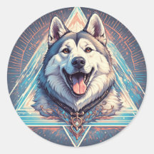 Husky Dog With Geometric Shapes
