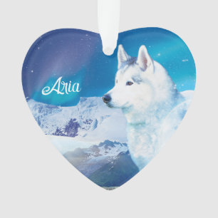 Husky dog with mountains Acrylic Ornament