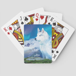 Husky dog with mountains Classic Playing Cards