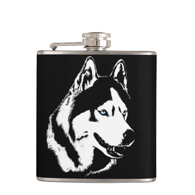 Husky Flask Custom Siberian Husky Drink Flask (Front)