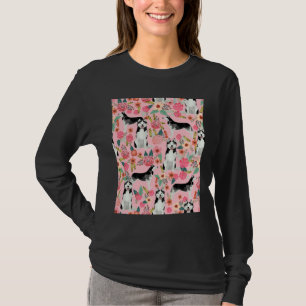 Husky Florals  Dogs And Vintage Florals Pattern  P T-Shirt
